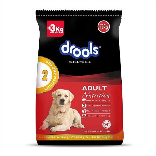 Drools Chicken and Egg Adult Dog Food, 15 KG Pack at Best Price (3 KG Extra Free Inside)