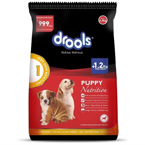 Drools Chicken and Egg Puppy Dog Food, 6.5 KG Pack at Best Price (1.2 KG Extra Free Stock)