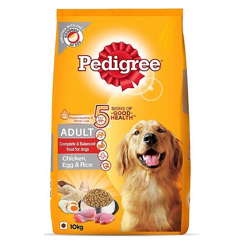 Pedigree Adult Dry Dog Food, (High Protein Variant) Chicken Egg and Rice, 10 KG Pack at Best Price