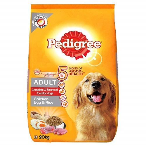 Pedigree Adult Dry Dog Food, (High Protein Variant) Chicken Egg and Rice, 20 KG Pack at Best Price
