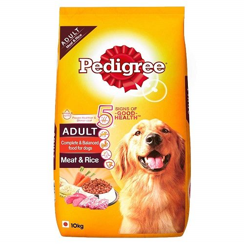 Pedigree Adult Dry Dog Food, Meat and Rice, 10 KG Pack at Best Price