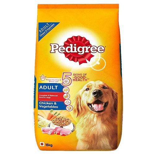 Pedigree Adult Dry dog Food, Chicken and Vegetables, 15 KG Pack at Best Price