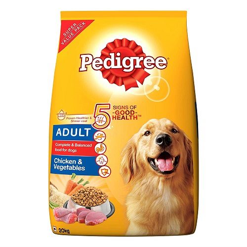 Pedigree Adult Dry dog Food, Chicken and Vegetables, 20 KG Pack at Best Price