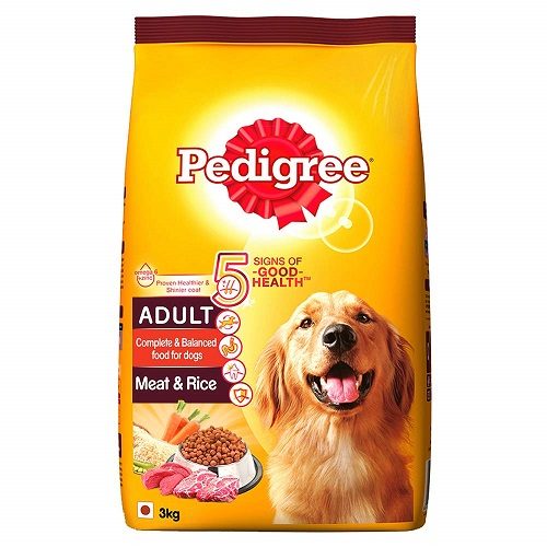 Pedigree Adult Dry dog Food, Meat and Rice, 3 KG Pack at Best Price