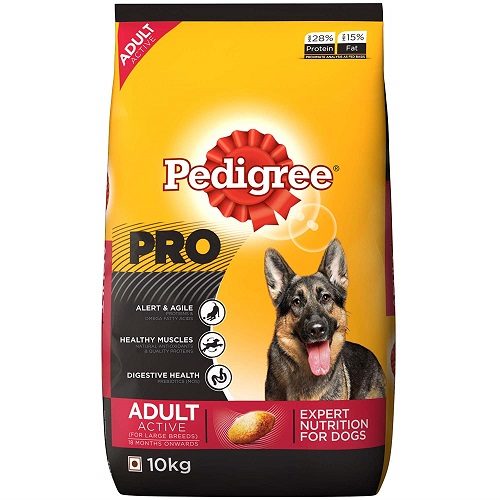 Pedigree PRO Expert Nutrition Active Adult Large Breed Dogs (18 Months Onwards) Dry Dog Food, 10 KG Pack at Best Price