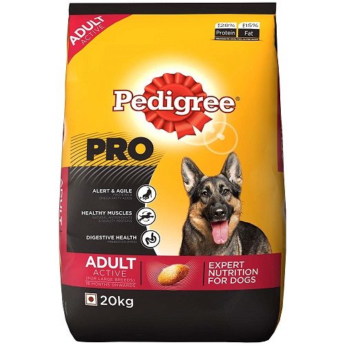 Pedigree PRO Expert Nutrition Active Adult Large Breed Dogs (18 Months Onwards) Dry Dog Food, 20 KG Pack at Best Price