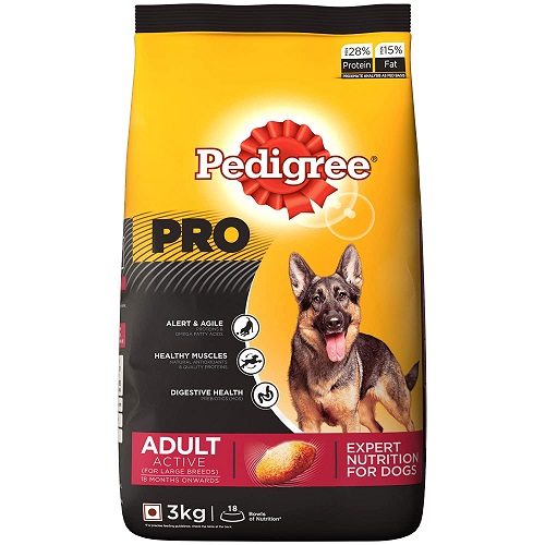 Pedigree PRO Expert Nutrition, Dry Dog Food for Active Adult Dogs (18 Months Onwards) - 3 KG Pack at Best Price